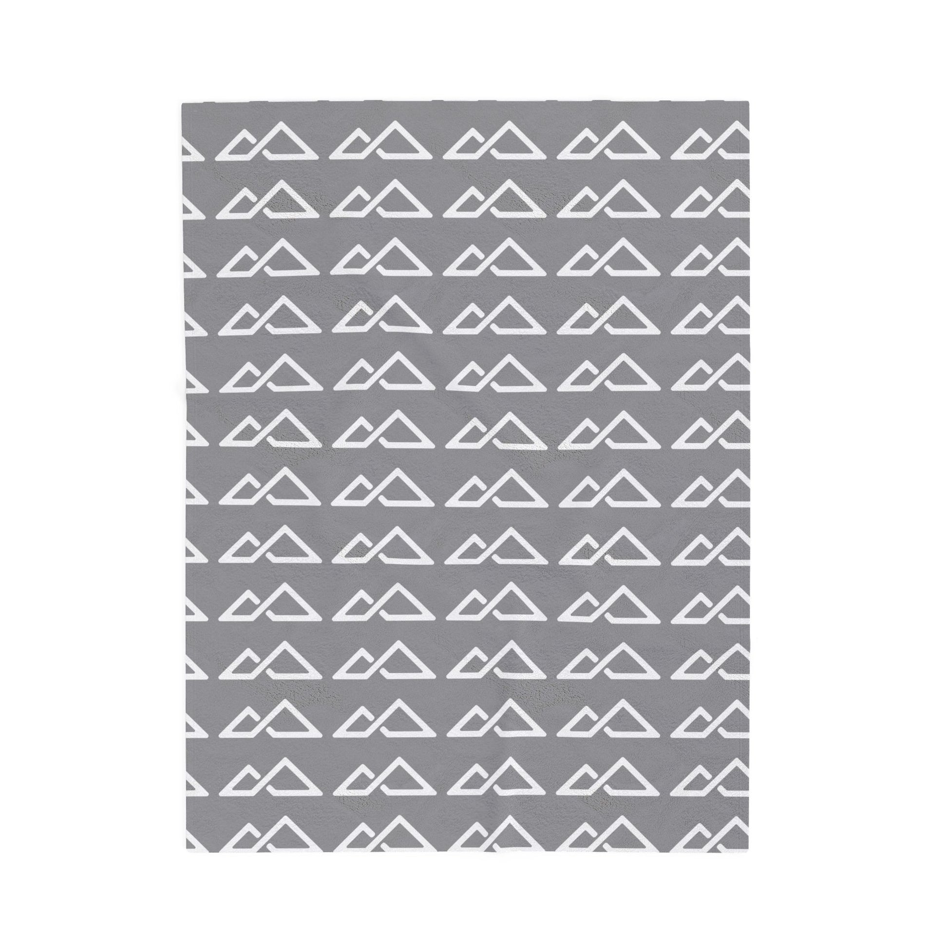 Grey - FREC Logo Pattern Blanket, Velveteen Plush Throw, Soft Decorative Blanket