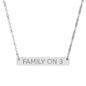 “FAMILY ON 3” Engraved Horizontal Bar Necklace —  Pendant (Sterling/Rose Gold)