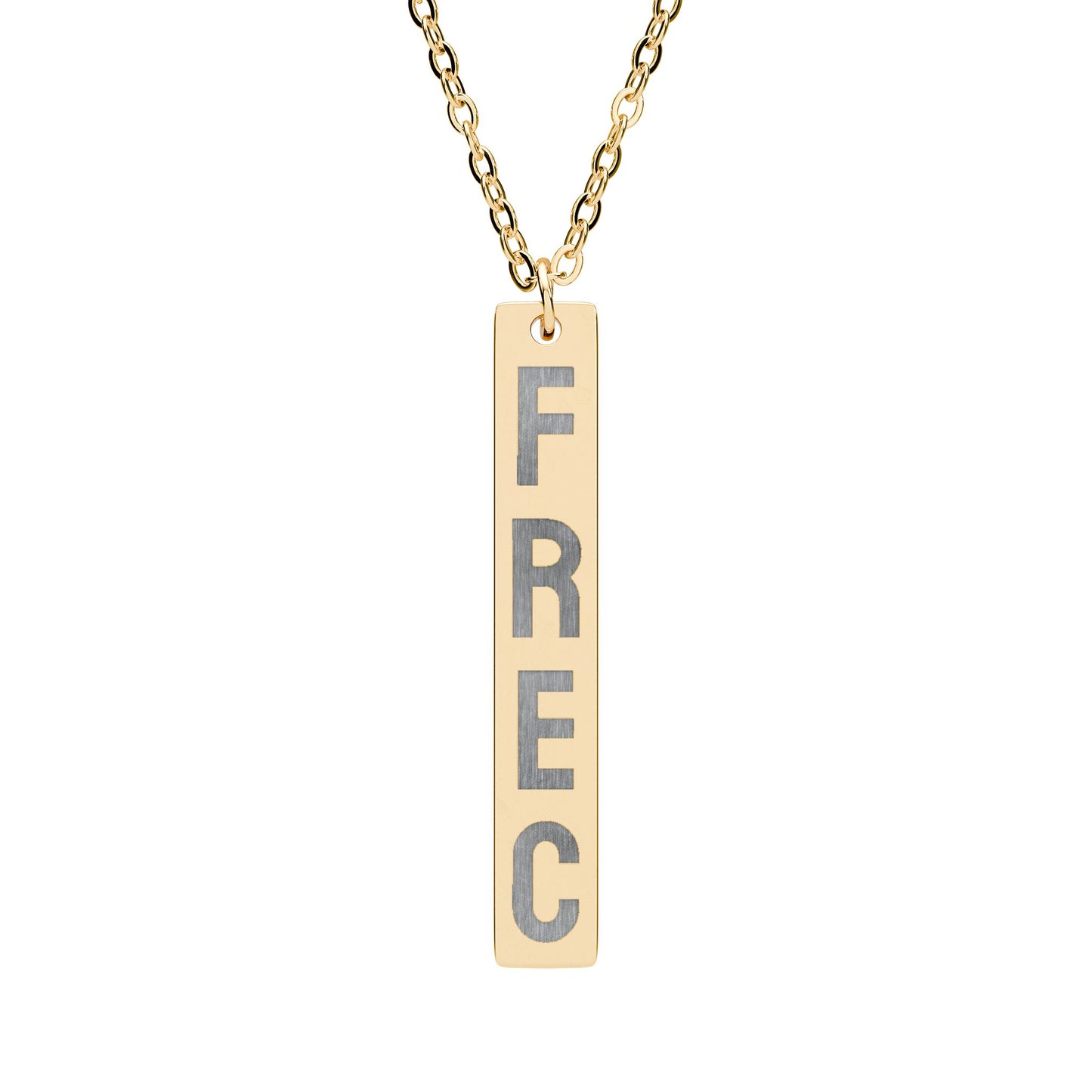 FREC Engraved Vertical Bar Necklace (Silver or Rose Gold)
