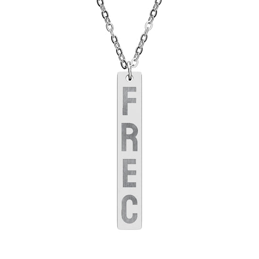 FREC Engraved Vertical Bar Necklace (Silver or Rose Gold)