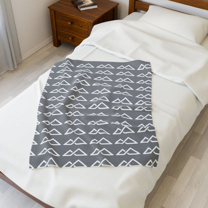 Grey - FREC Logo Pattern Blanket, Velveteen Plush Throw, Soft Decorative Blanket