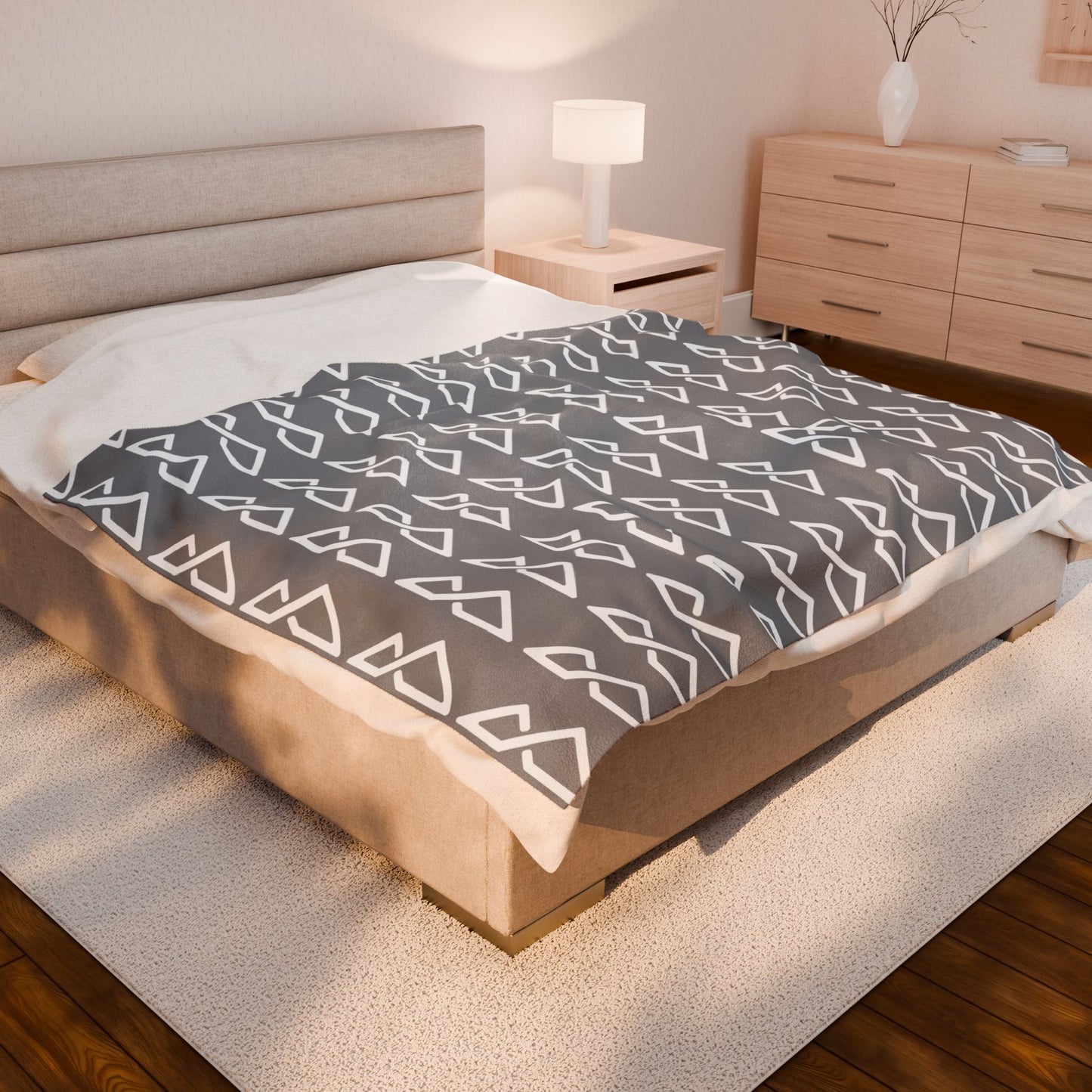 Grey - FREC Logo Pattern Blanket, Velveteen Plush Throw, Soft Decorative Blanket