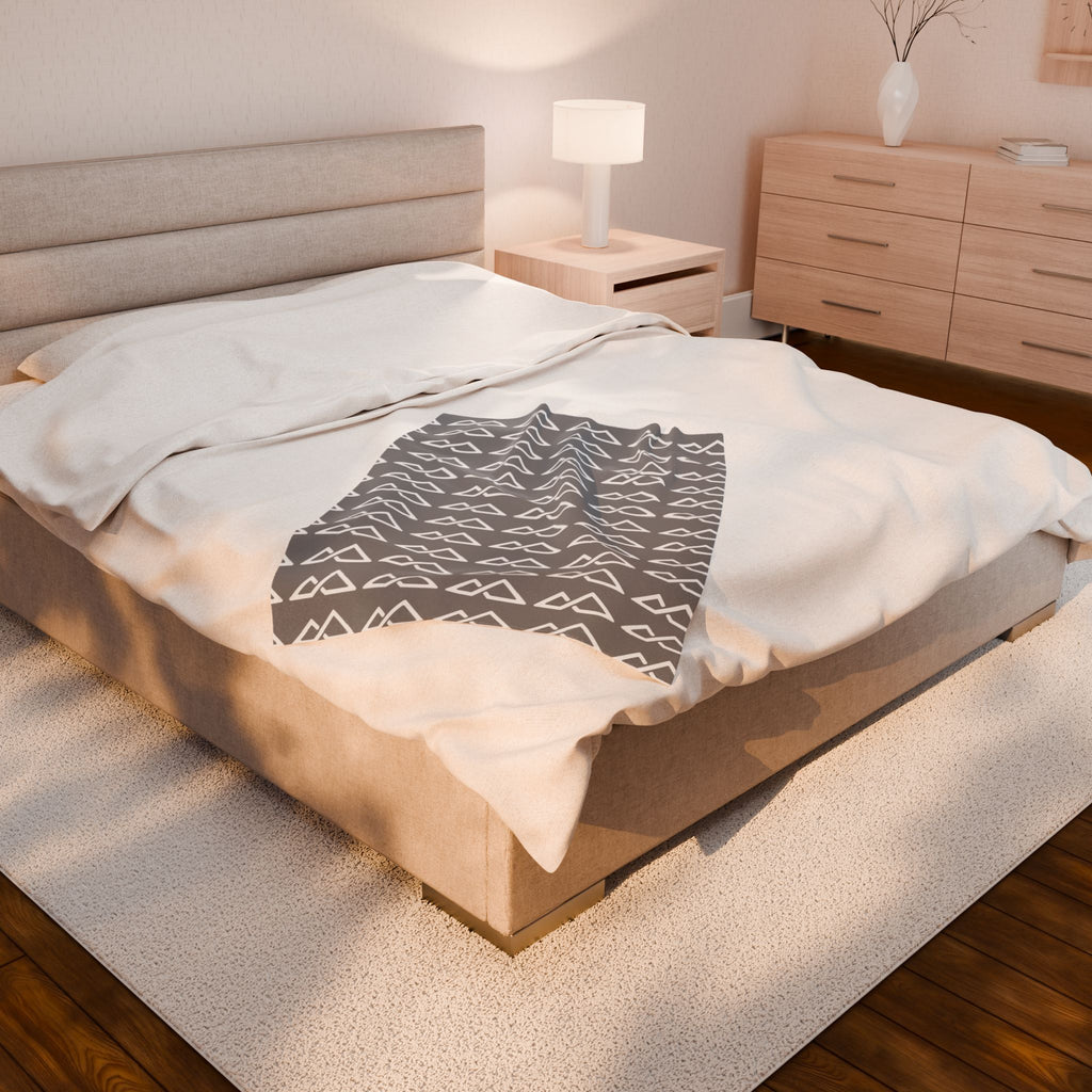 Grey - FREC Logo Pattern Blanket, Velveteen Plush Throw, Soft Decorative Blanket