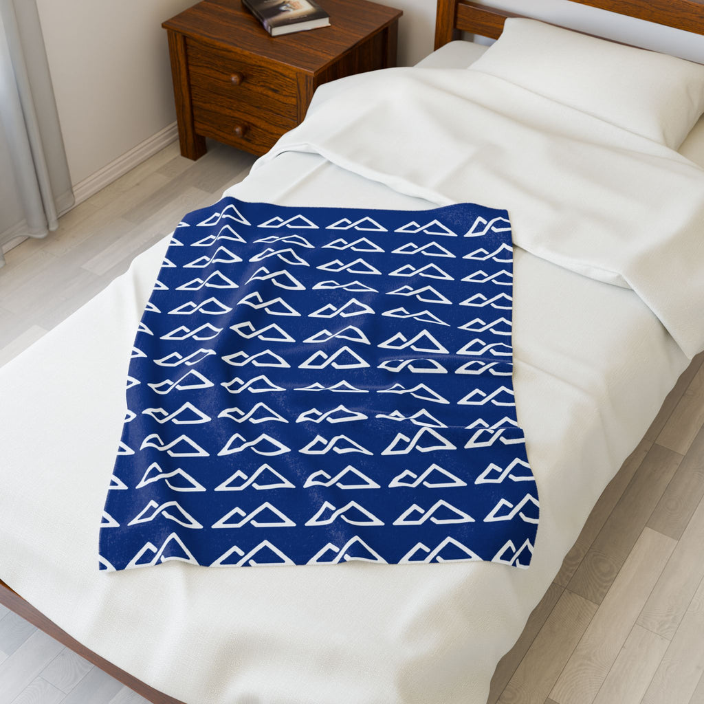 Blue - FREC Logo Pattern Blanket, Velveteen Plush Throw, Soft Decorative Blanket