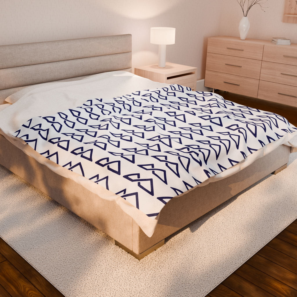 White - FREC Logo Pattern Blanket, Velveteen Plush Throw, Soft Decorative Blanket