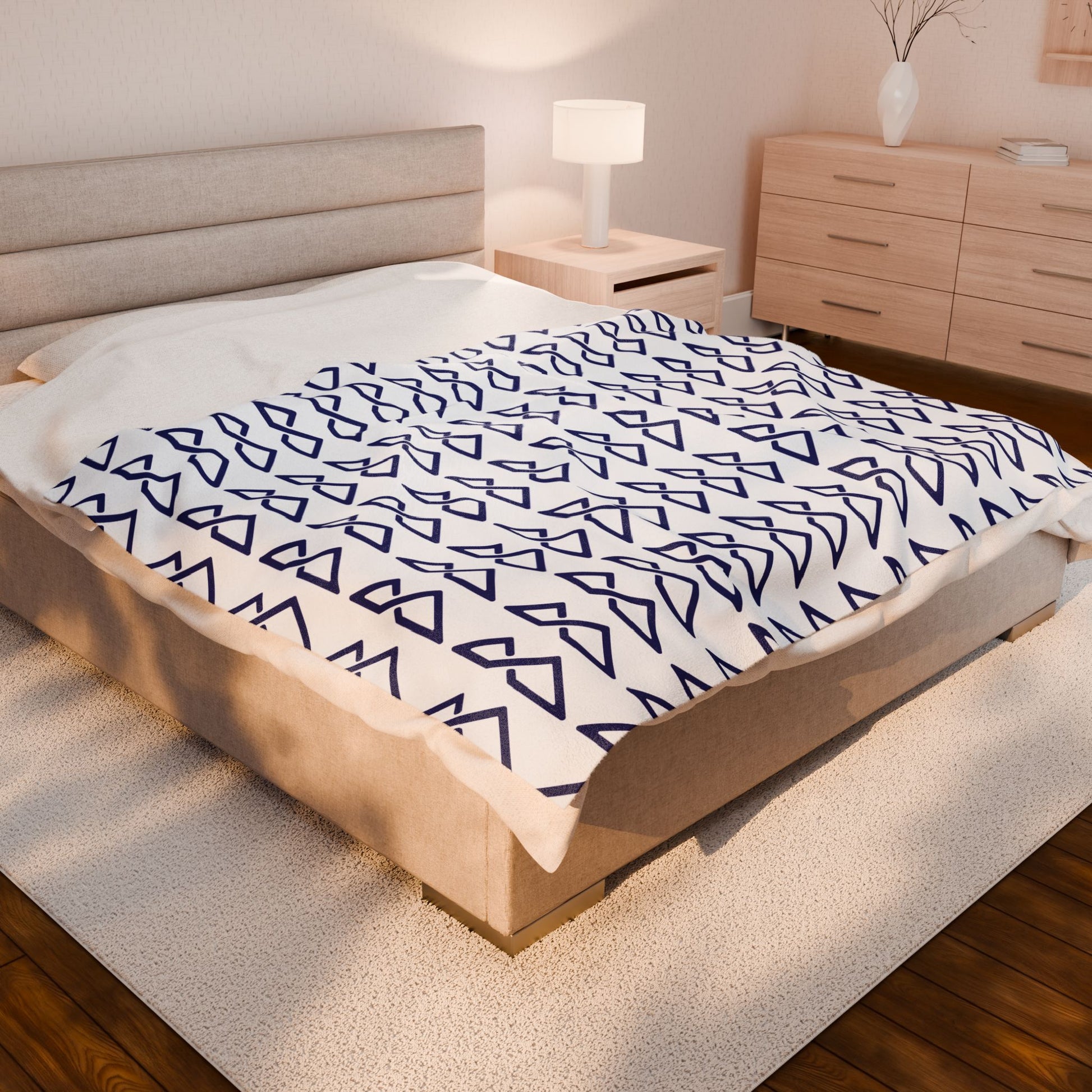 White - FREC Logo Pattern Blanket, Velveteen Plush Throw, Soft Decorative Blanket
