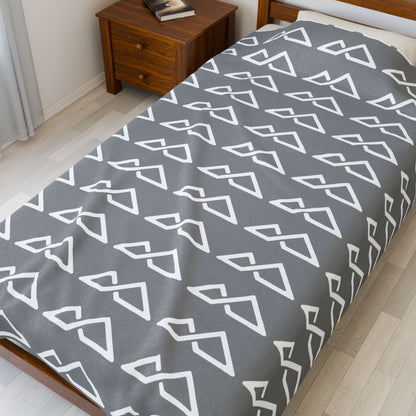 Grey - FREC Logo Pattern Blanket, Velveteen Plush Throw, Soft Decorative Blanket