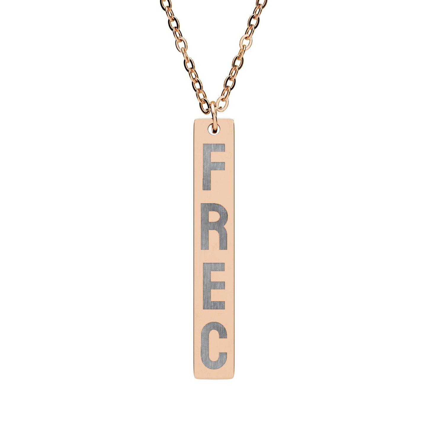 FREC Engraved Vertical Bar Necklace (Silver or Rose Gold)
