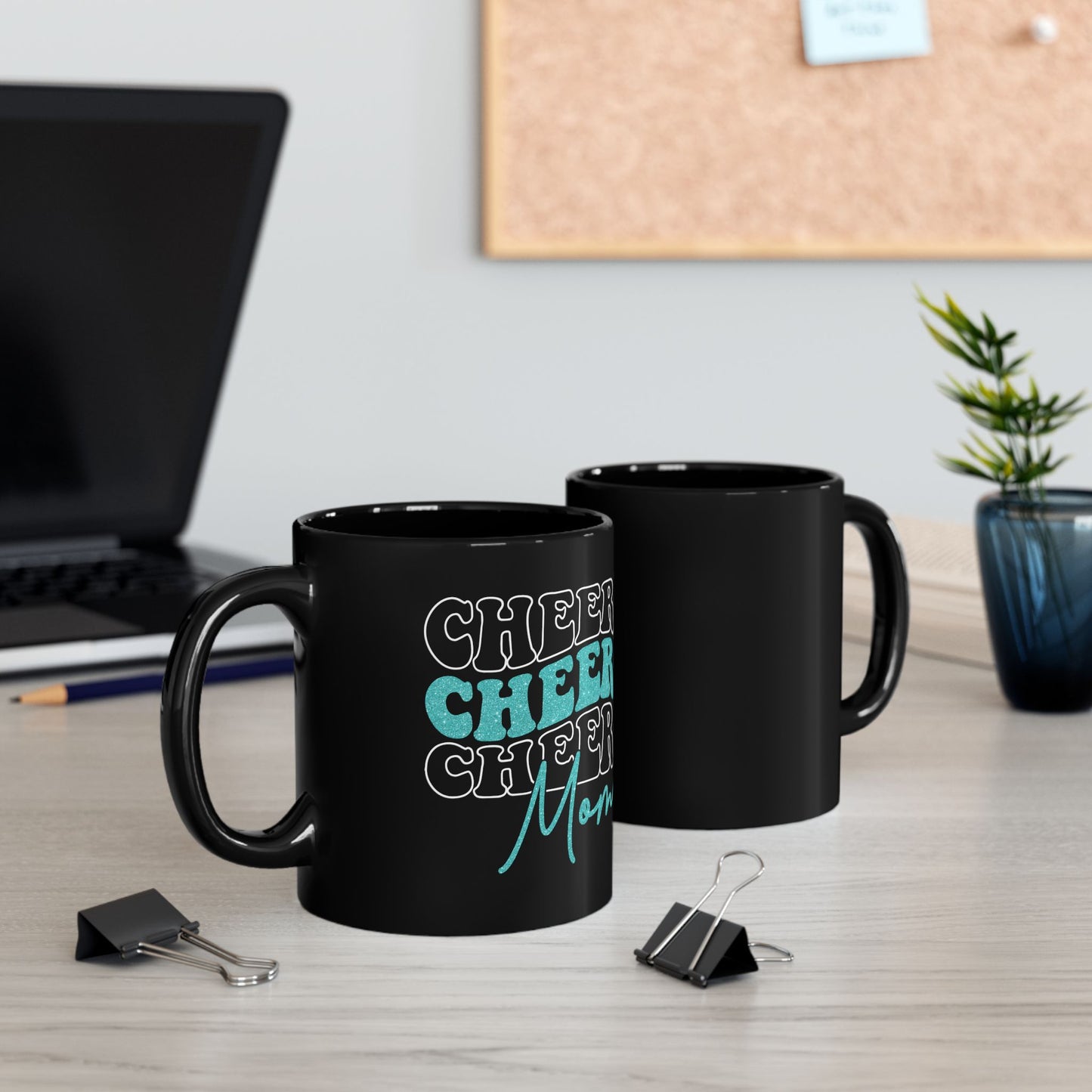 Cheer Mom Black Ceramic Mug