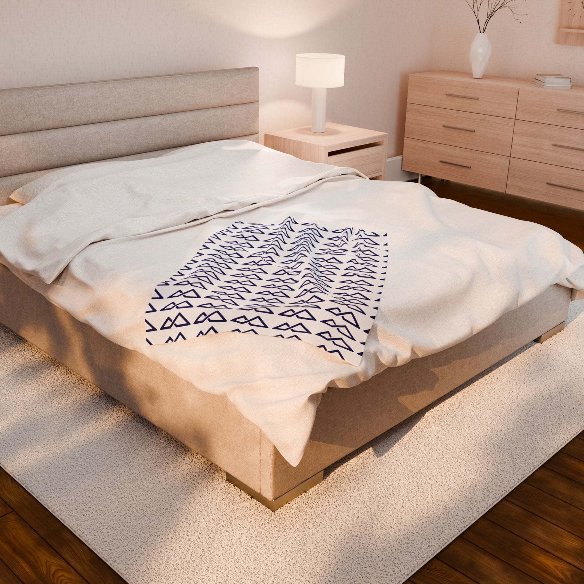 White - FREC Logo Pattern Blanket, Velveteen Plush Throw, Soft Decorative Blanket