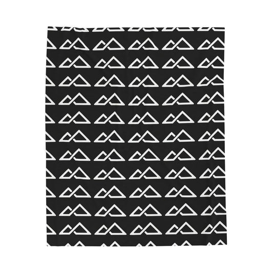 Black - FREC Logo Pattern Blanket, Velveteen Plush Throw, Soft Decorative Blanket