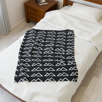 Black - FREC Logo Pattern Blanket, Velveteen Plush Throw, Soft Decorative Blanket